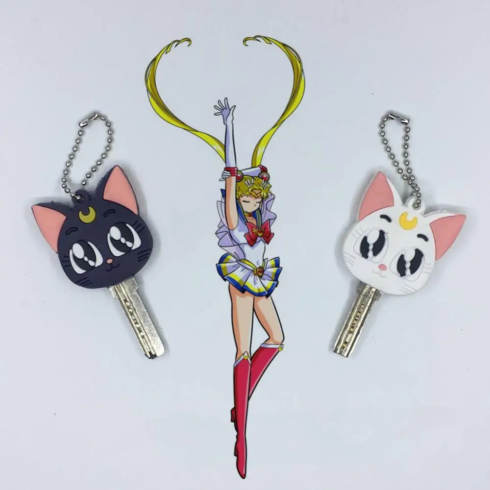 

Sailor Moon Luna Purple Cat Keychain Figure Cosplay Cute Pendant Keyring Gift