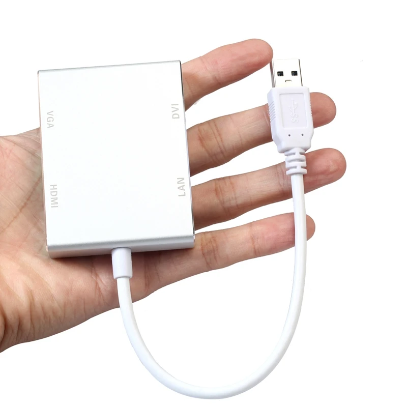 Usb 3,0 концентратор к 4K HDMI VGA DVI Rj45 10/100/1000 Gigabit Ethernet Lan 4 в 1 конвертер видеоадаптера кабель