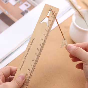 

1pcs Zakka Kawaii wooden ruler with pendant bookmark Sewing Rulers office and school supplies student stationery christmas gift