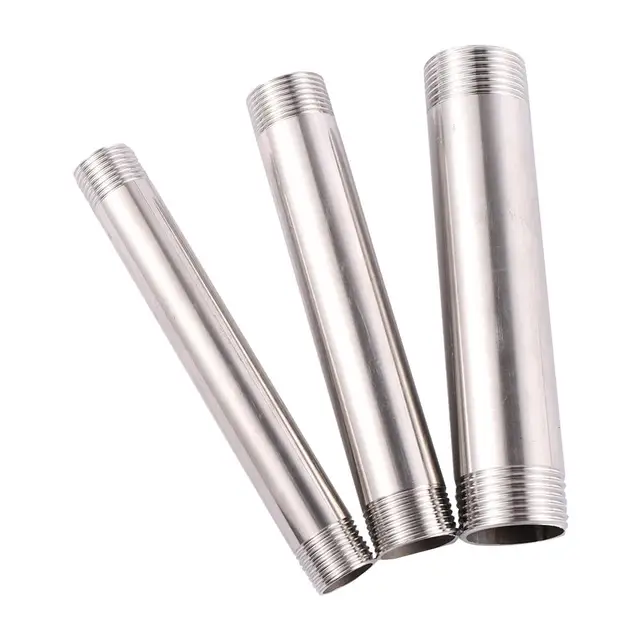 15 Cm Hosszú Rozsdamentes Acél Dupla Hím Szálfej Egyenes Üreges Cső 1/2 "3/4" 1 "Külső Szál Ízületi Víz Adapter - Image 4