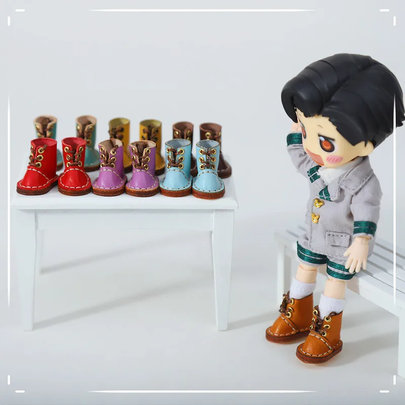 New 1/12bjd Bjd Doll Shoes High Top Handmade Leather Cowhide boots Shoes For Obitsu 11 OB11 Size GSC Doll 11cm Body Body9