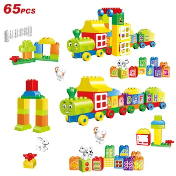 

65PCS Number Train Large particles Building Blocks Train Number Bricks Educational Baby City Toys For Children