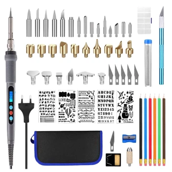 

56Pcs Wood Burning Kit Professional Pyrography Set with Adjustable Temperature Pyrography Pen