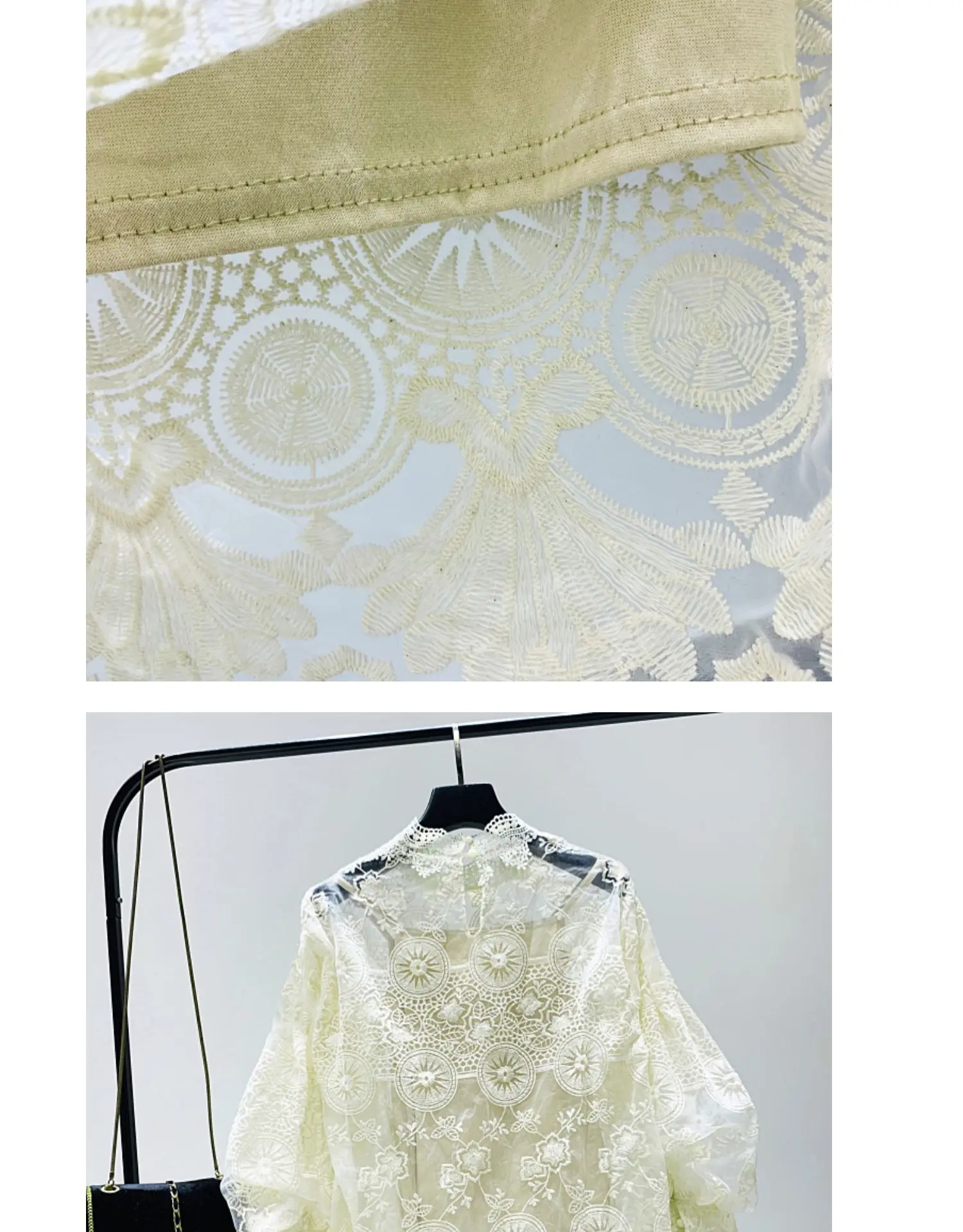Neploe, Женская кружевная рубашка, наборы, вышивка, полый фонарь, длинный рукав, стоячий ворот, блузка+ однотонная майка, корейские костюмы 55741