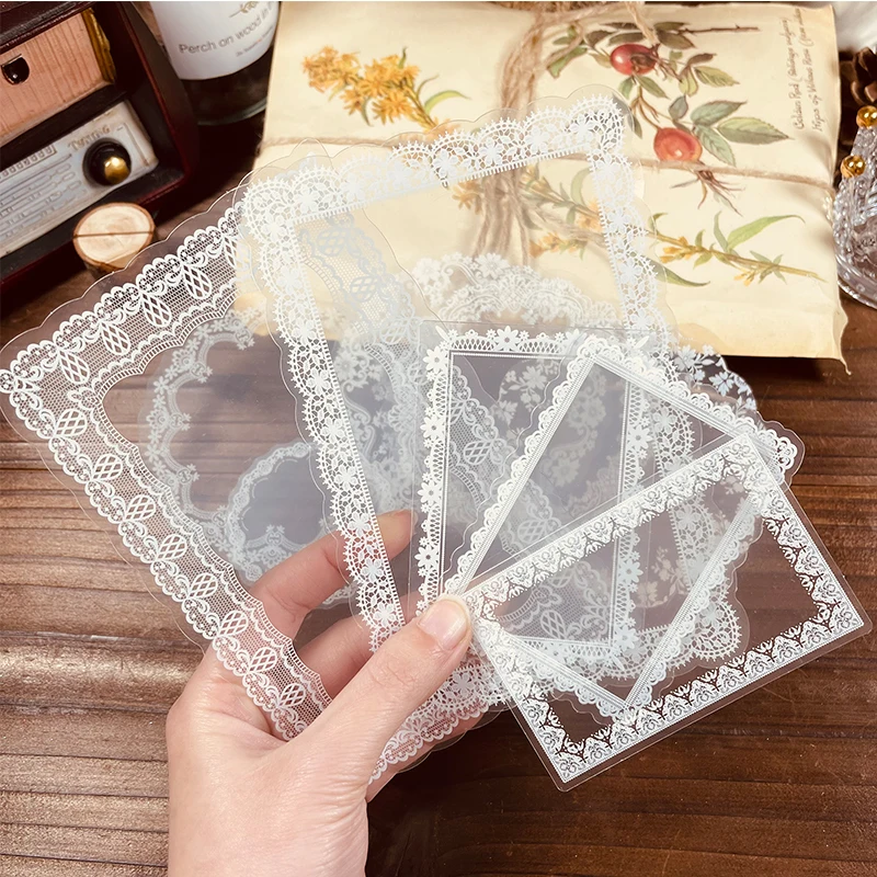 Panalisacraft 원형 프레임 레이스 소재 종이, 정크 저널 카드, 스크랩북용 공예 종이, 빈티지 장식 DIY, 팩당 10 개