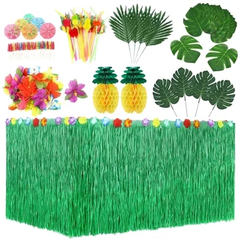 

107Pcs Hawaiian Party Decoration Set Hawaiian Flowers Tissue Pineapple Multicolor Umbrellas for BBQ Garden Summer Party
