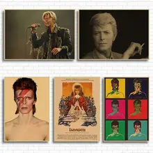 David Bowie, Banda de Música Retro Vintage rock, guitarra mate, papel Kraft, póster antiguo, pegatina de pared, decoración para el hogar