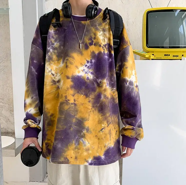 Purple Yellow Новинка; повседневные осенние разноцветные пуловеры с круглым вырезом; свитера - Цвет: Purple Yellow
