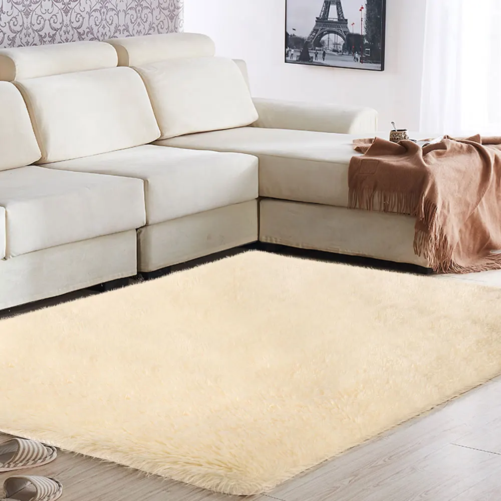 Beige Пушистый Ковер, украшение для дома 120x80 см, разноцветный яркий ковер, коврик для дивана из полиэфирного волокна - Цвет: Beige