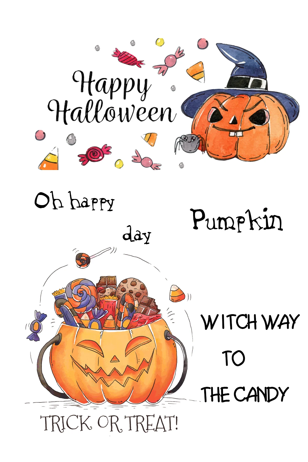 

AZSG Halloween Pumpkin Clear Stamps/Seals For DIY Scrapbooking/Card Making/Album Decorative Silicone Stamp Crafts