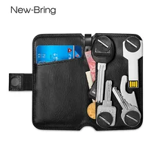 NewBring ключница из натуральной кожи, ключница, кошелек для ключей, автомобильный органайзер для ключей, брелок с отделением для карт, для длинного ключа