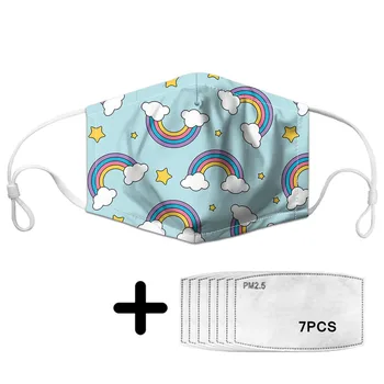 

Cute Cartoon Rainbow Print Unisex Face Mask Breathbale Anti-dust Reusable Mouth Cover for Kids Masque Protection Mascarillas