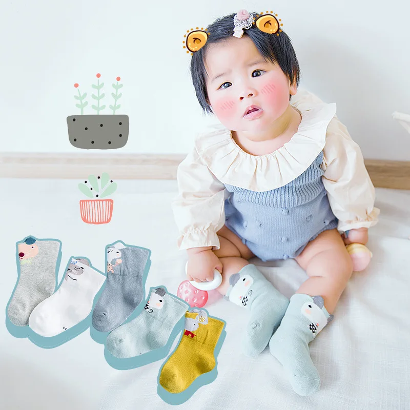 

New Style CHILDREN'S Socks Autumn And Winter Korean-style Cartoon Embroidered Children's Socks Stereo Cute Animal Baby Tube Shor