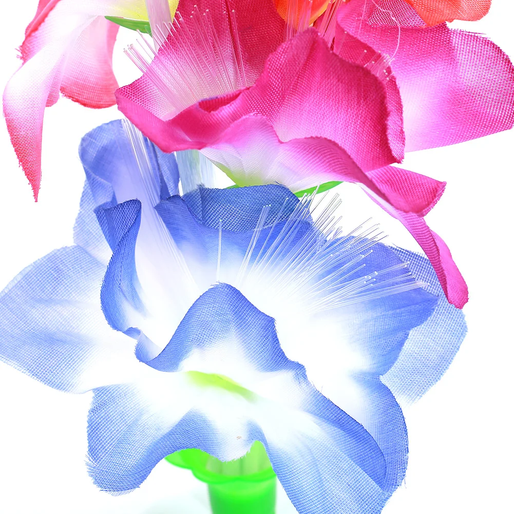 Beautiful Fiber Flower Light Kapok Vase Blossom Home Plastic Colorful Bouquet Room Christmas Optical Fiber Lamp
