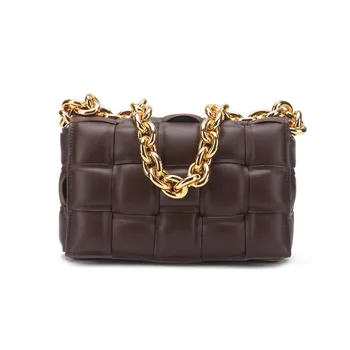 

Genuine Leather Crossbody Bags For Women 2020 Luxury Knitting Design Shoulder Bag Fashion Handbags Chain Flap Baguette Bag