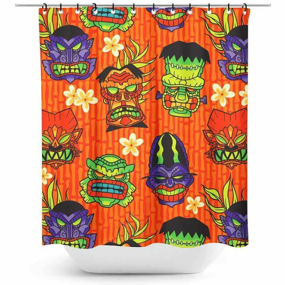 Sourpuss Monster Tiki занавеска для душа Ретро Татуировка панк | Дом и сад