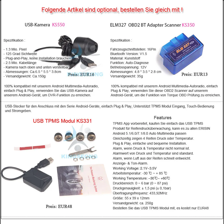 

TPMS module tire pressure sensors KS331