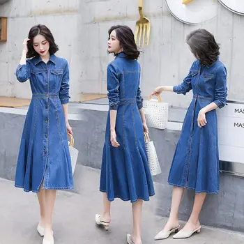 mid length denim dress