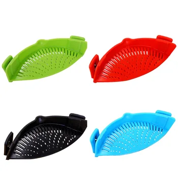 

Clip-On Kitchen Food Strainer For Spaghetti, Pasta, and Ground Beef Cheese, Colander and Sieve Snaps on Bowls Kitchen Tools