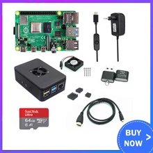 Raspberry Pi 4 modèle B 2/4 go de RAM + boîtier + ventilateur + dissipateur thermique + adaptateur secteur + carte SD 32/64 go + câble compatible HDMI pour RPI 4B