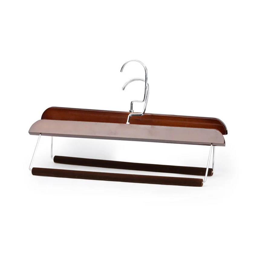 Multifunctional Wooden Closet Wardrobe Velvet Pants Hanger Organizer