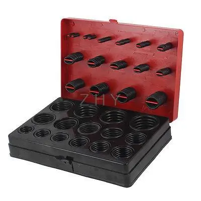 

382 Pcs 30 Sizes Black Plastic Holder Rubber O Ring Oil Seal Gaskets Set w Case