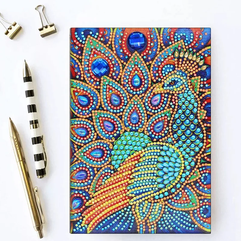 

5D DIY Diamond Notebook Peacock Pattern Diamond Painting Diary Book A5 64 Pages Ornmant Book Birthday Gifts Cross Stitch NB33