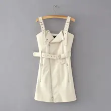 Tjjnz-, осень, стиль, женское платье, искусственная кожа, пояс, подтяжки, платье, 5501