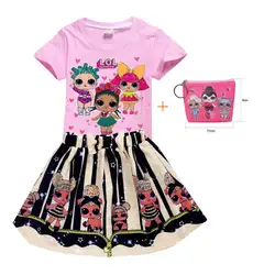 Комплект для девочек с рисунком сюрприз, большая кукла-мальчик, футболка для девочек с принтом + на сумку на юбку, комплект из 3 предметов