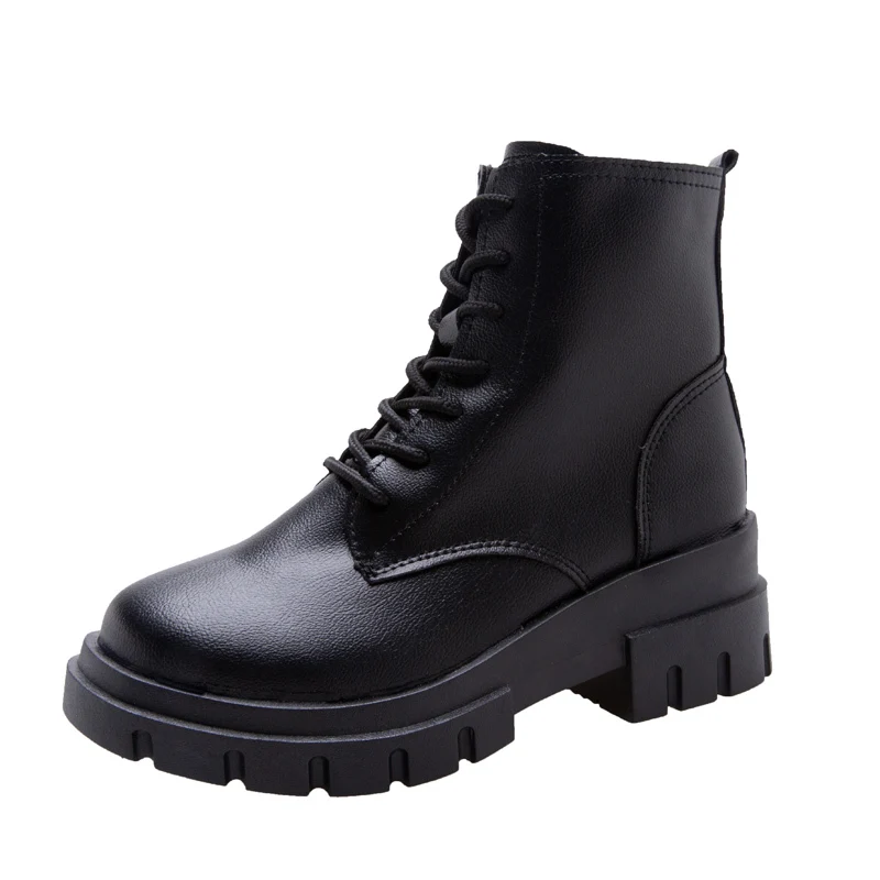 Platform Martens Boots Women Shoes 2019 New Black Leather Ankle Boots
Women Punk Shoes Thick Bottom Motorcycle Boots Dr Mujer