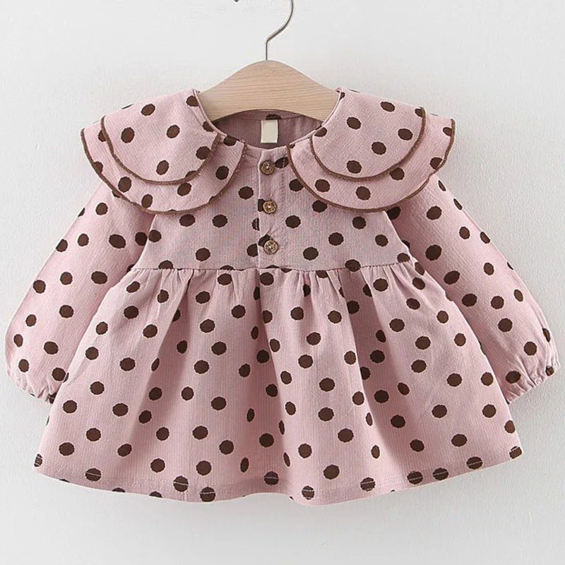 В горошек на осень платье принцессы Детские платья для девочек платья для маленьких девочек Детские платья для девочек одежда для малышей 12 месяцев От 2 до 3 лет