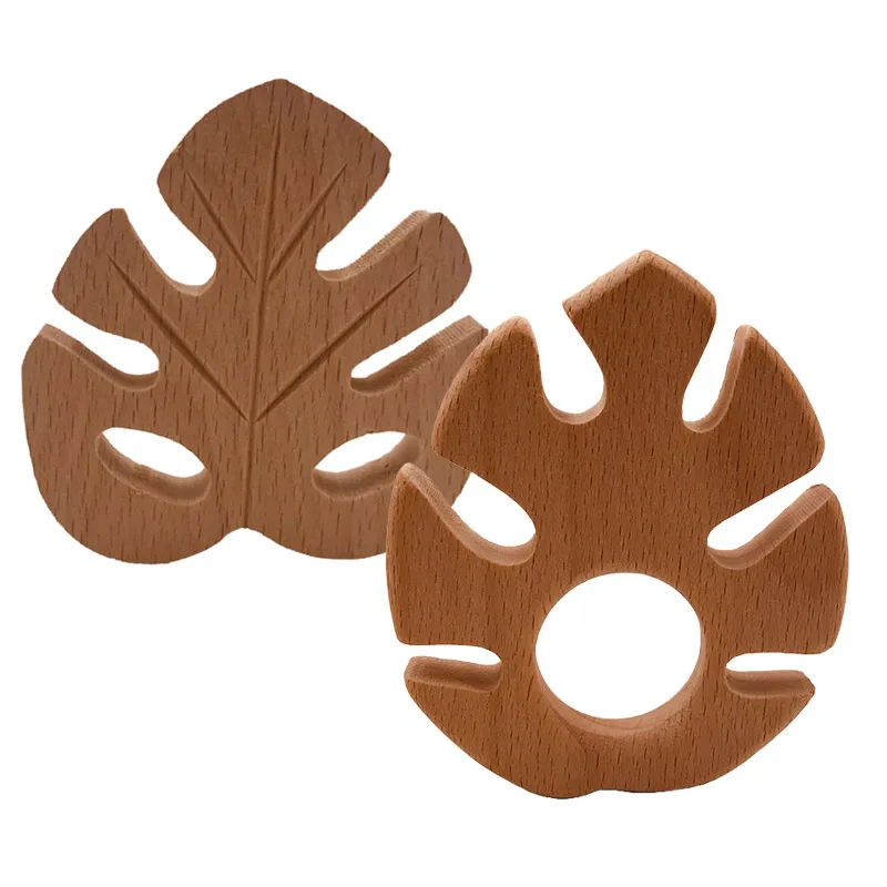 

Baby Teether Toy Beech Wood Infant Teething Products Leaves Shape DIY Gift Molar Rod Newborn Toddler Kids Educational Toys 1Pcs