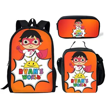 

2020 Ryan's World 3DPrint Backpack for Teenage Boys Girls Student School Bags YouTube Star 3pcs/set Children Daily Mochila Mujer