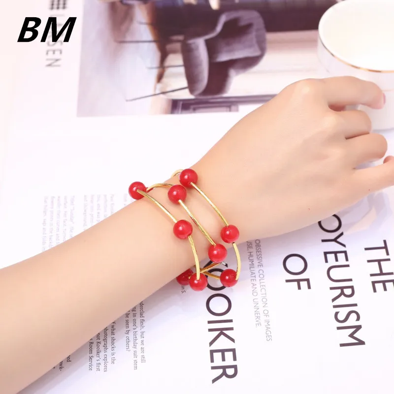 

Red Pearl Bow Bracelet for Women Zircon Multi-layer Beaded Bracelet Fashion Korean Version Wedding Girly Heart Jewelry