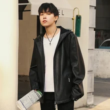 Мужская куртка из натуральной кожи; сезон весна-осень; мужские куртки из овечьей кожи; модное пальто с капюшоном; Chaqueta Cuero Hombre 16-032 YY133