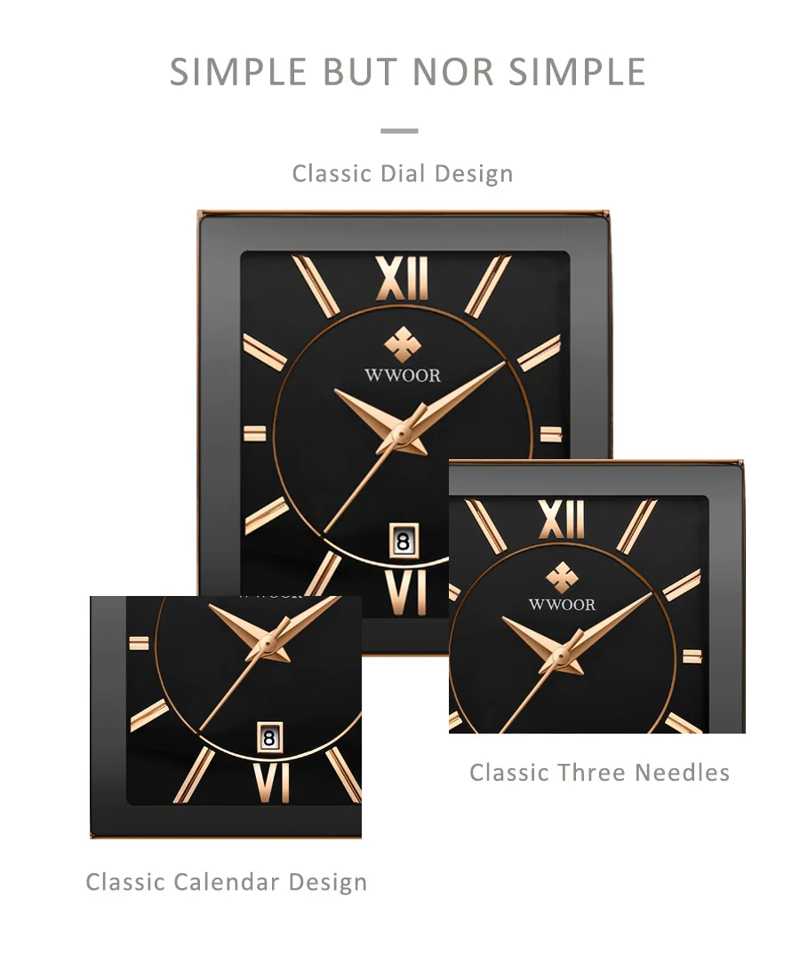 WWOOR New Design Women Bracelet Watches Top Brand Luxury Gold Square Quartz Watch Ladies Dress Waterproof Wrist Watch Gift Clock