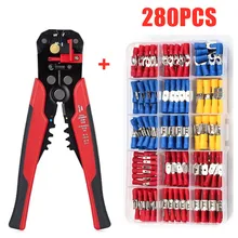 280 pçs sortidas spade terminais isolado conector de cabo fio elétrico sortido friso butt ring garfo conjunto anel talões + alicate