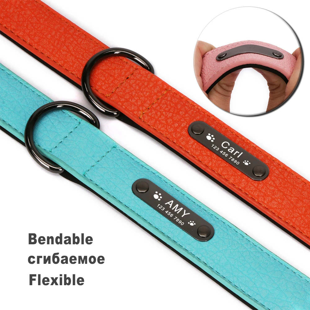 Personalized Leather Dog Collar in 8 colors