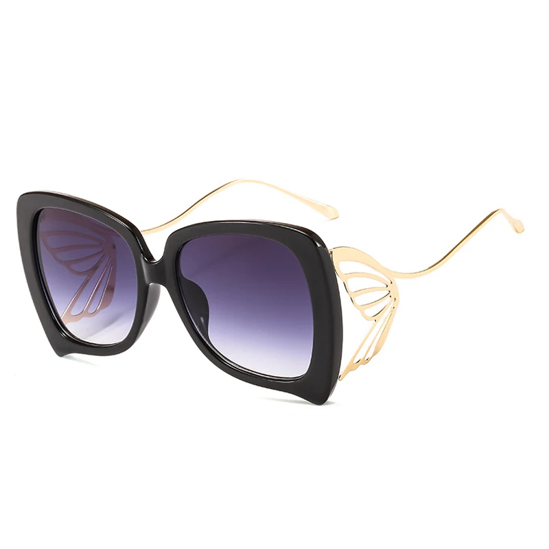 OEC CPO негабаритных женские солнечные очки Бабочка Модные новейшие Квадратные Солнцезащитные очки Женские Лидер продаж высокое качество Oculos UV400 O109 - Цвет линз: C1 Black-Grey