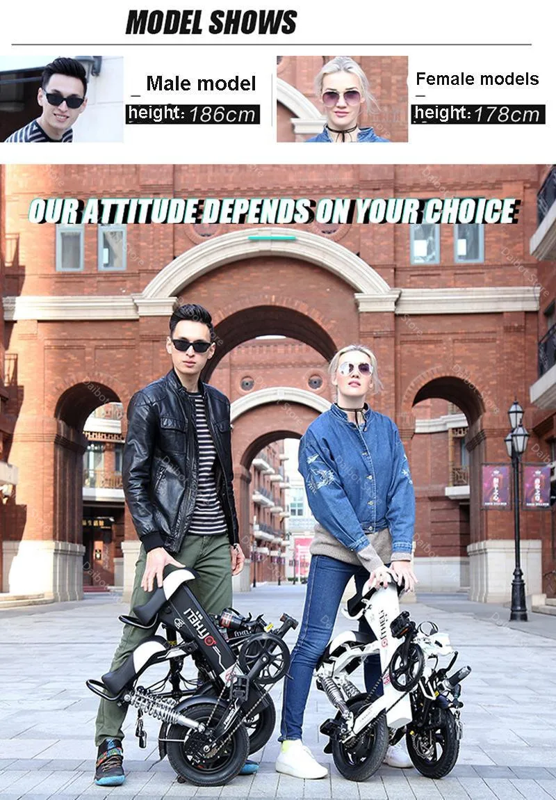 Electric Bikes Adults 2 Wheeled Electric Bicycles 12 Inch Max Range 100KM 48V 400W Mini Portable Foldable Electric Scooter (14)