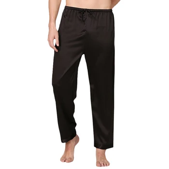 

Men Sleep Pants Sleepwear Nightwear Long Trousers Black Mens Solid Color Blue Summer Cold Pajamas