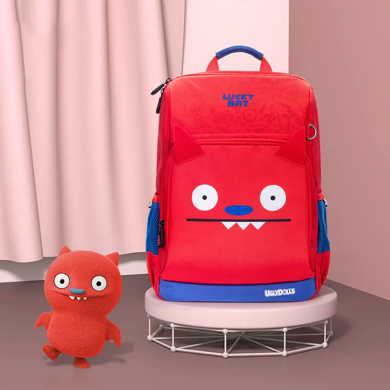 red KOKO/детская школьная сумка с 3D рисунком кота для девочек и мальчиков, ортопедический школьный рюкзак для детей 5-12 лет, mochila infantil - Цвет: red