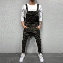 Mens Pocket Jeans Overall Jumpsuit Streetwear Overall Suspender Brim Bolso Geral Streetwear Gerais Suspende Pants