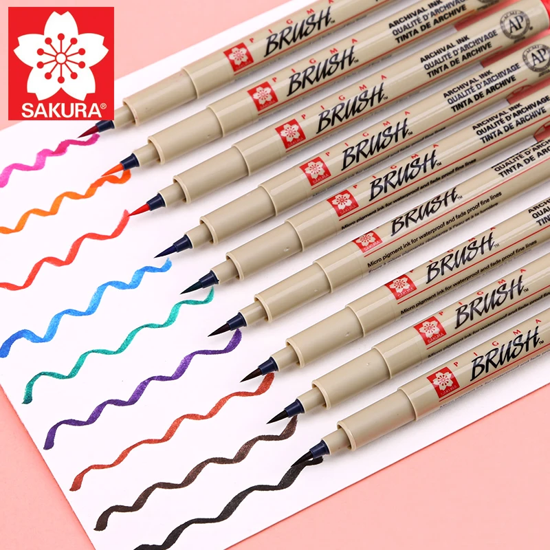 1pcs SAKURA Soft Head Line Pen BRUSH Comic Hand-painted Color Writing Brush Waterproof Lower Case Stationery | Канцтовары для офиса
