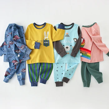 

Cute Children's Autumn Pajamas Clothing Set Cartoon Boys & Girls Sleepwear Suits Kids Long Sleeves Top + Pants Baby Home Clothes
