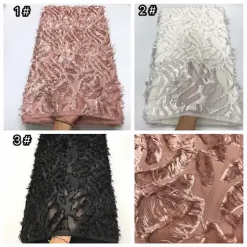 

2019 Newest French Tulle Mesh Fabric 3 D Flower Embroidery High Class Wedding dress for Women African Lace Fabric Party Dress