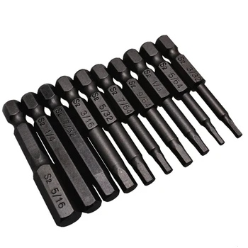 

10PCs 5/64-5/16 Magnetic Hex Head Allen Wrench Screwdriver Bit Set 50mm S2 Steel Hex Shank Screwdriver Bits Woodworking Tools