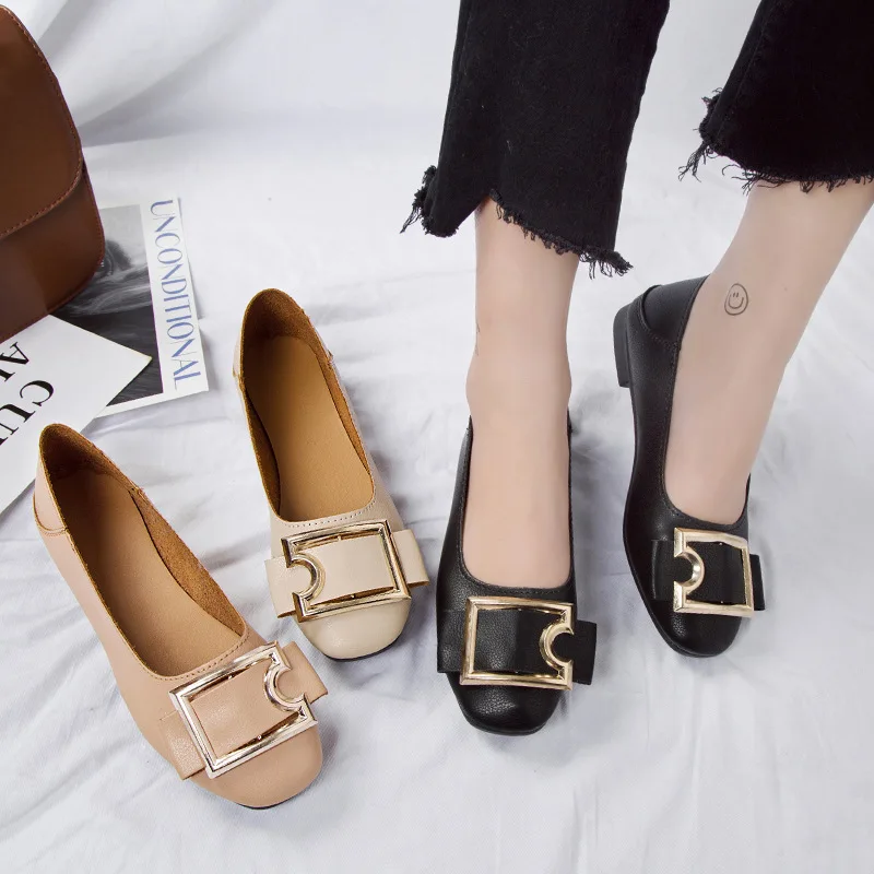 

2019 Spring And Autumn New Style Korean-style Versatile Students Women's Pointed Toe Grandma Shoes Women's Low-Cut Moccosins Chu