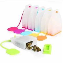 Пищевые силиконовые чайные пакетики, цветные стильные ситечки для чая, травяные фильтры для рассыпчатого чая, Ароматические чайные инструменты, случайный цвет