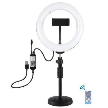 

PULUZ PKT3080B 7.9 Inch bluetooth APP Remote Control Dimmable RGBW LED Curved Ring Light with Desktop Mount Phone Holder